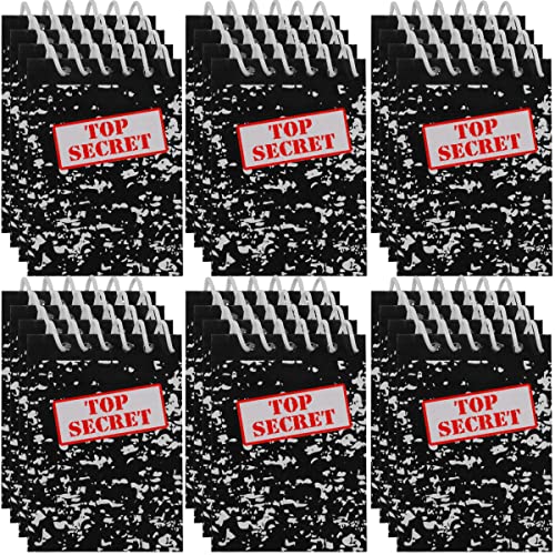 Bedwina Top Secret Mini Notebooks for Kids Party Favors - Spiral Small Notebook Pads for Murder Mystery Party Decor, Secret Agent Spy or Crime Detective Themed Parties, Goody Bag Notepads